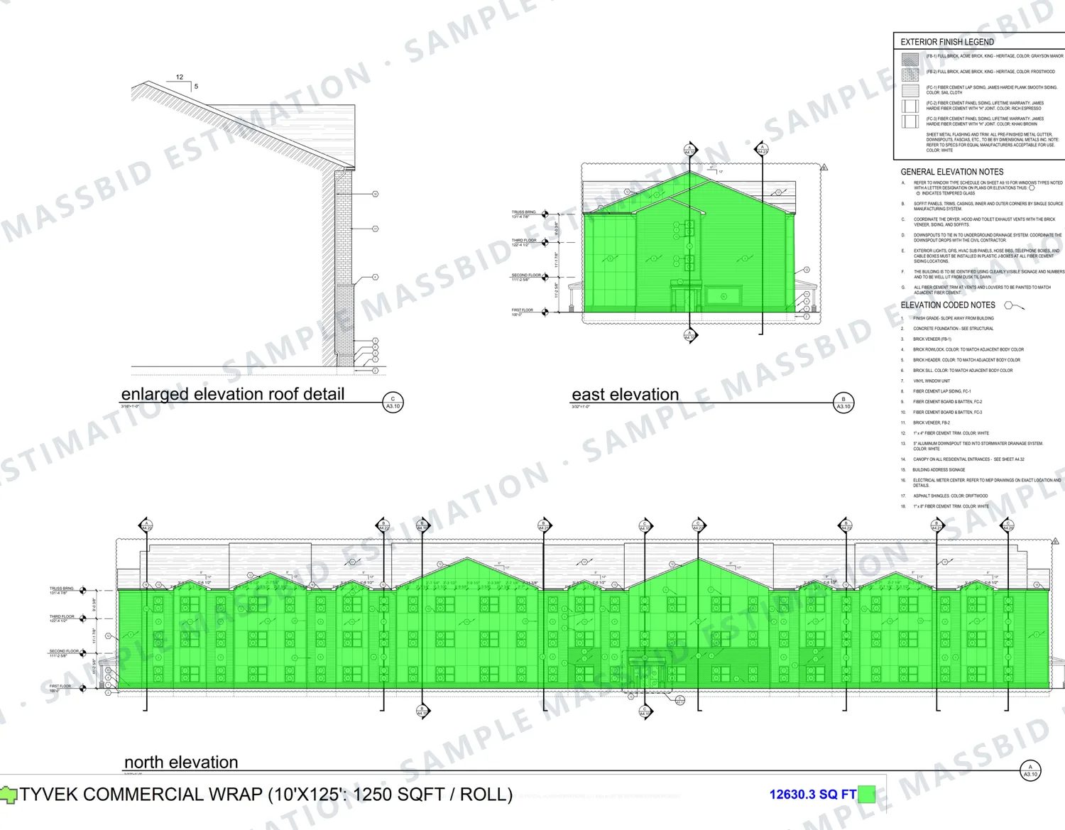 Building wrap measured as wall area on the elevations
