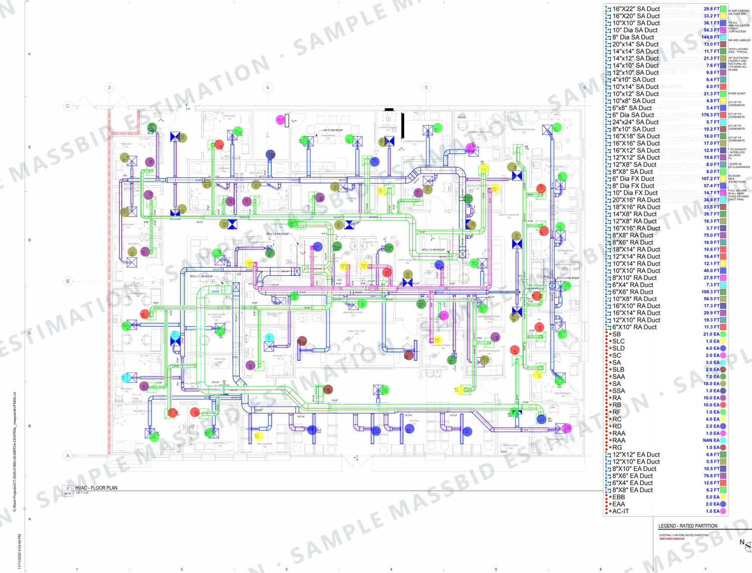 Ductwork takeoff for a Central Florida medical office