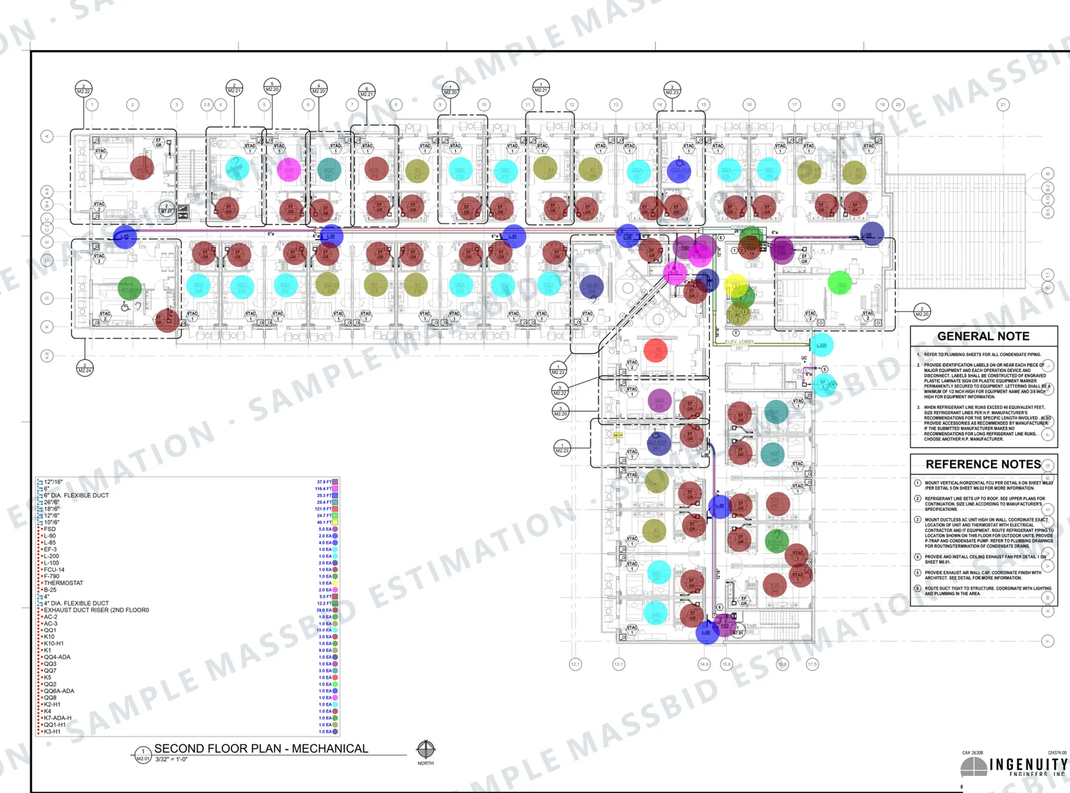 HVAC takeoff for a hotel guest floor in Sarasota County