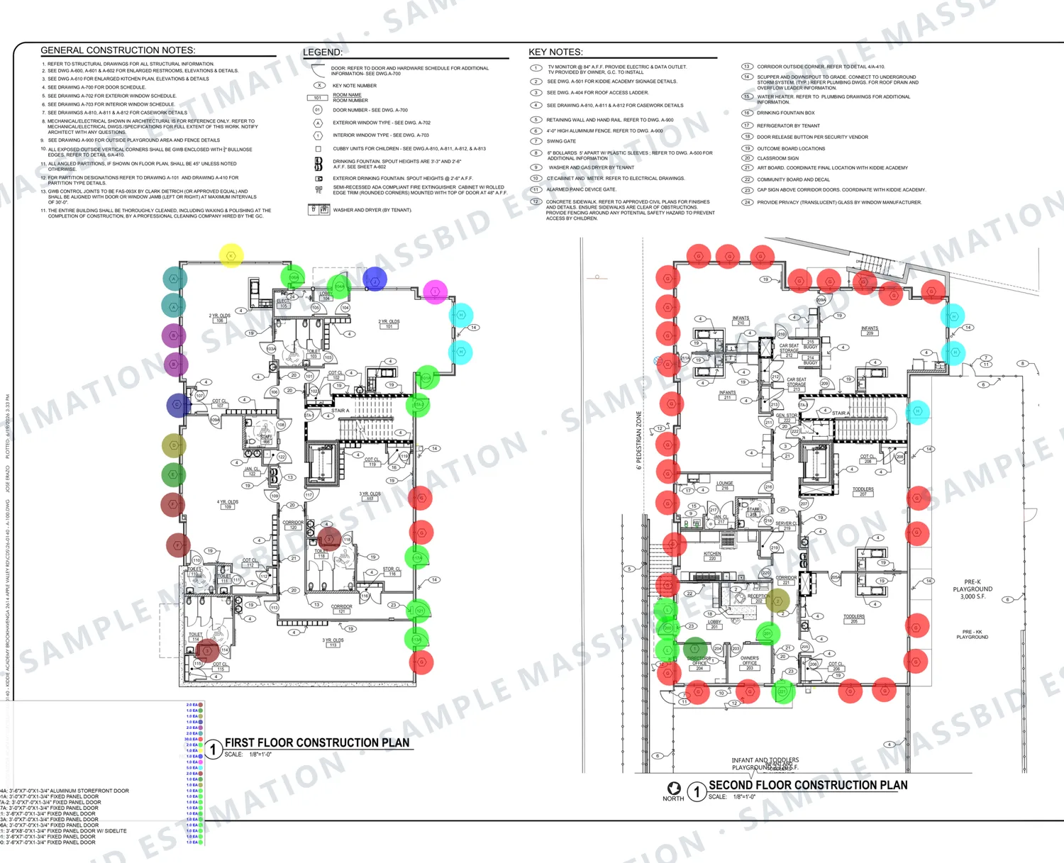 Window takeoff by type on two floor plans
